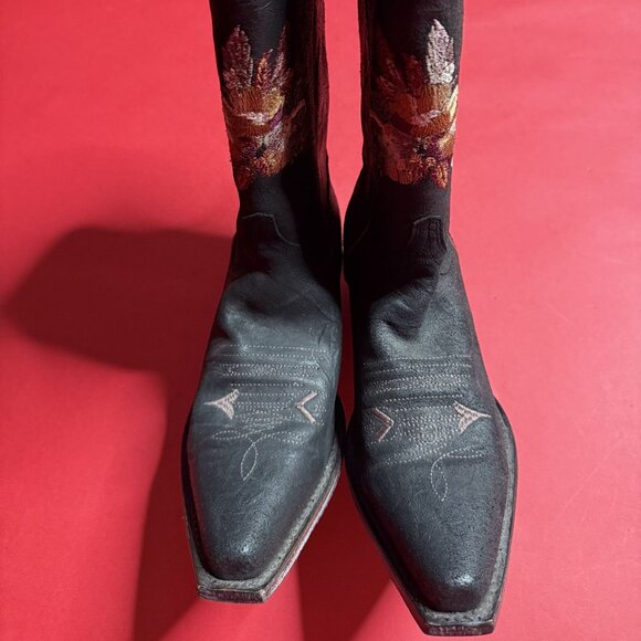 Embroidered Black Leather Cowboy Boots by Shyanne, Size 7.5 US - Picture 4 of 12
